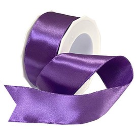 Morex Ribbon Wired Satin Ribbon, Gift Wrapping, Christmas and Wedding Décor, Silk Ribbons for Crafting and Floral Arrangements, 1-1/2 inch by 10 Yards, Purple