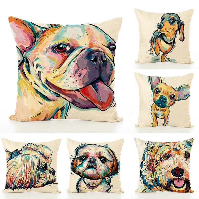 Redland Art Cute Pet Chihuahua Dogs Pattern Linen Throw Pillow