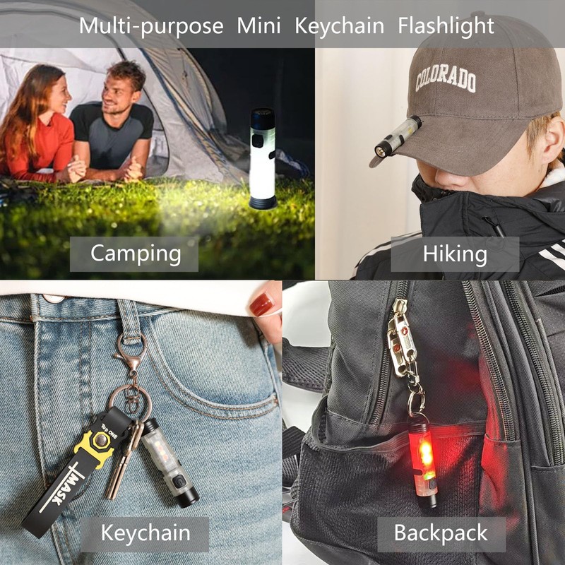 Hilngav3Pack MINI EDC Rechargeable Keychain Flashlight, 300 Lumens USB C