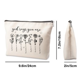 Tisubileiry Christian Gifts for Women Makeup Bag Gifts Christian Make up Bag Bible Verse Floral Bible Verse cosmetic bag Inspirational Cosmetic Bag Sister Gifts Affirmations Gifts for Women Girls