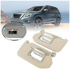 Kojem Tan Sun Visor with Lamp Left & Right Compatible with 2013-2018 Nissan Pathfinder, 2013 Infiniti JX35, 2014-2017 Infiniti QX60 - Replace for 96401-9PB0A 96400-9PB0A