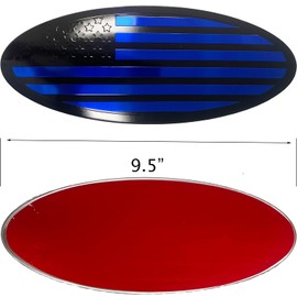 2Pcs 9.5 inch Replacement for Ford F150 Emblem Overlay Front Grille/Tailgate Rear Aluminum Oval American Flag Badge Fit 2015-2021 Years (2Pcs Blue, 9.5 inch)