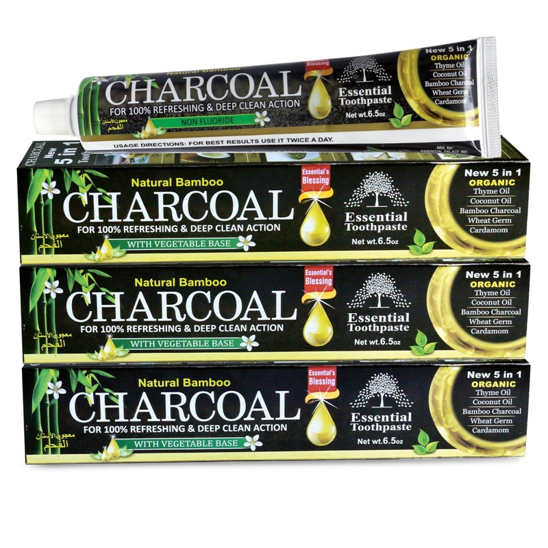 Organic Bamboo Charcoal Toothpaste 100% Natural Teeth Whitening 3 Pack