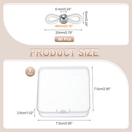 PATIKIL Eyeglass Chain End, 60 Pcs Adjustable Round Eyeglass Chain Connector Anti Slip Chain Loop Holder with Small Box for Eyeglass Holder Necklace Chain Sunglasses, White/Silver