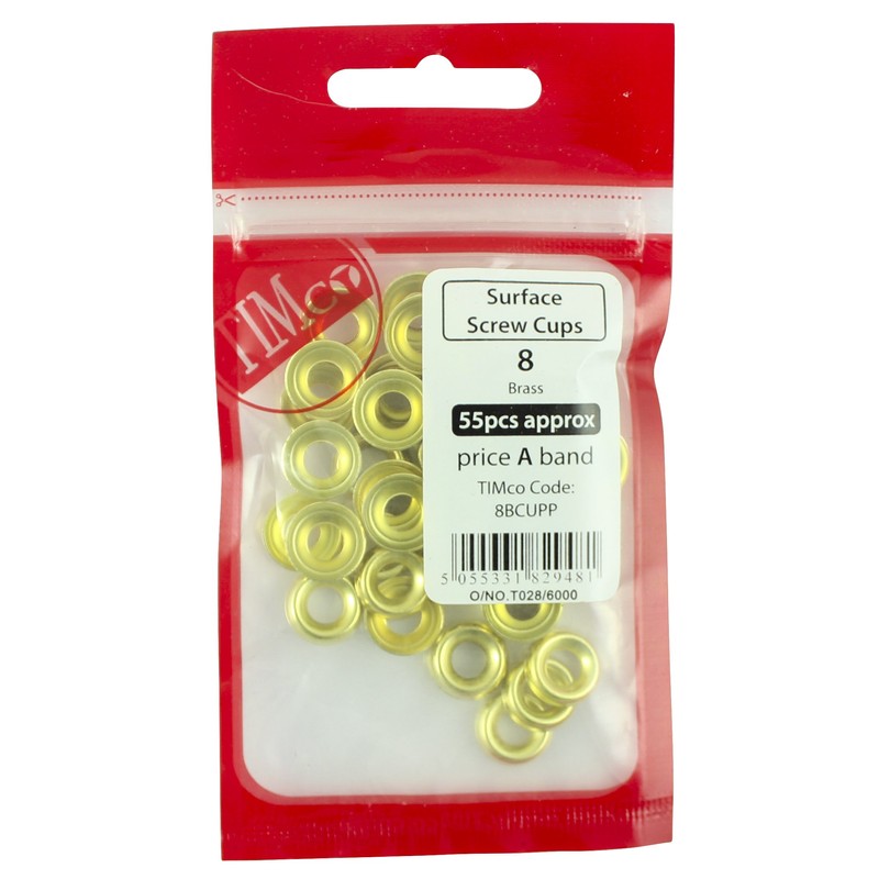 TIMCO Screw Cups Electro Brass - To fit 6 Gauge