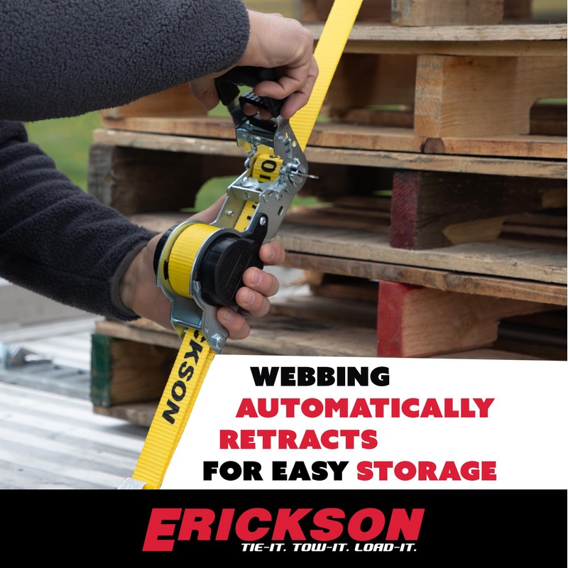 Retractable Ratchet Tie Down 1.5 inch x 16 feet Self-Locking