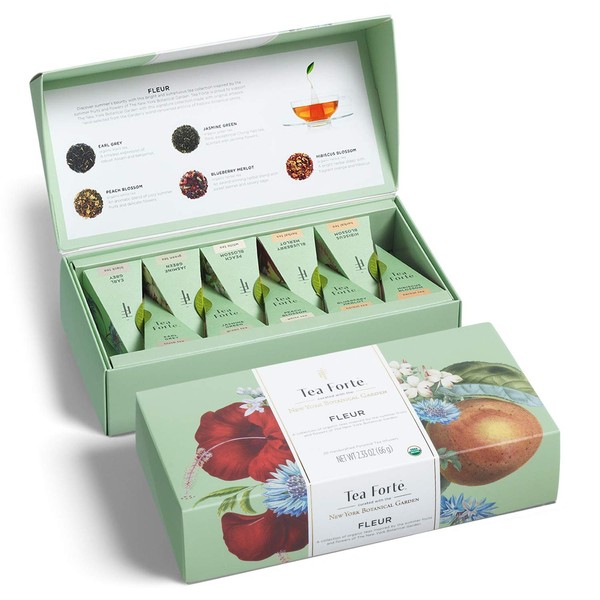 Tea Forte Fleur Organic Tea Assortment, Petite Presentation Box, Sampler
