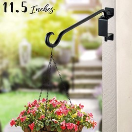 Qiang Ni Plant Hanger Outdoor: 12 Inch Bird Feeder Bracket for Garden Patio Decor - Swivel Adjustable Wall Mount Plant Hook for Hanging Flower Baskets