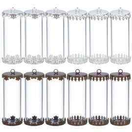 PLIGREAT 12 Pcs Glass Bottles Pendant Tube Glass Vial Clear Hanging Glass Bottles Hollow Vial Charms Openable Tube Wish Bottels for Jewelry Necklace Bracelet Keychain Making DIY Craft, 4 Colors
