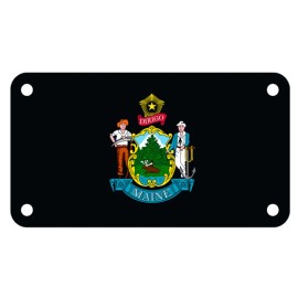 Fast Service Designs Maine State Flag Black  Version 4" X 7" ATV Motorcycle License Plate