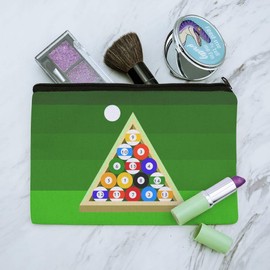 Billiard Balls and Triangle Pool Table Makeup Cosmetic Bag Organizer Pouch