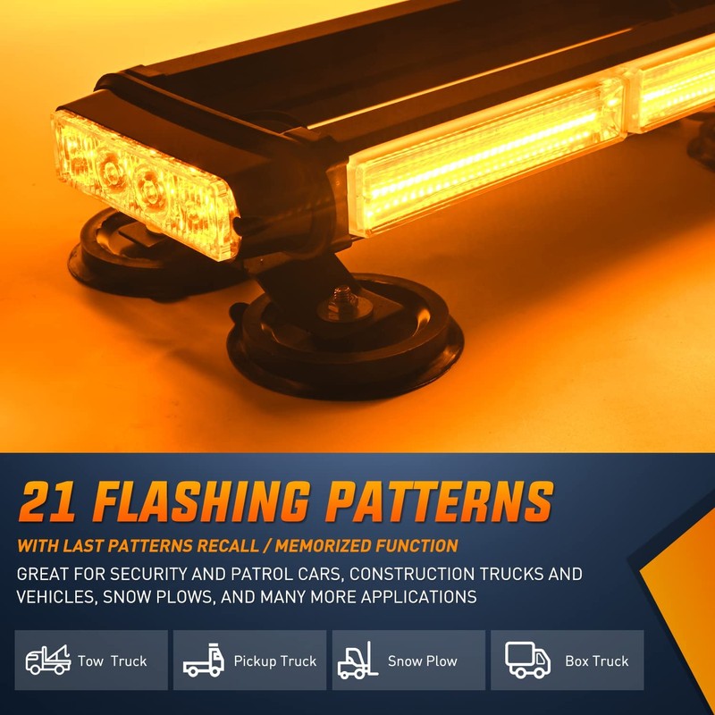 Nilight 14.5" Amber COB LED Strobe Rooftop Flashing Light Bar