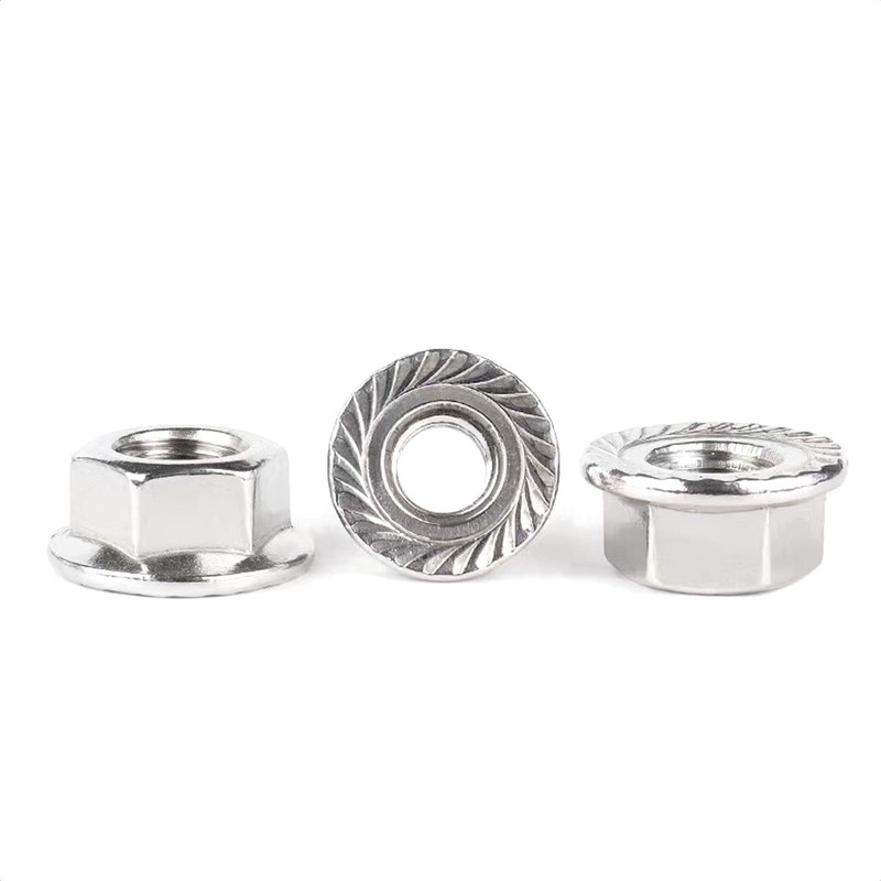 ALEOED 4 Pieces M12 x 1.25mm Pitch Serrated Flange Nut