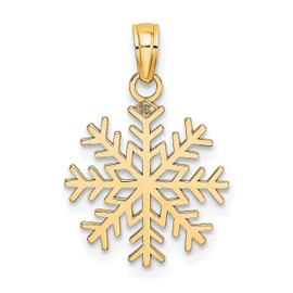 IceCarats 10K Solid Yellow Gold Snowflake Necklace Chain Pendant Charm 23mm x 14mm Only