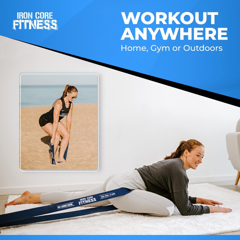 Iron Core Fitness Blue Resistance Bands Long Extra Strong, Monster