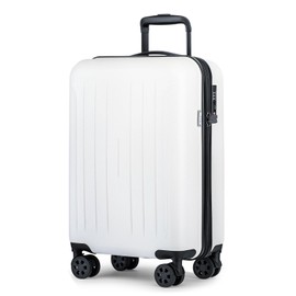 KYME Suitcase Hardshell With Double Spinner Wheels, PC+ABS TSA Lock Travel Luggage (White, 20" Carry On)