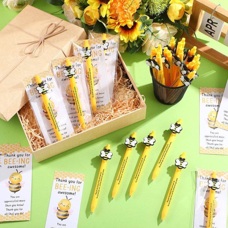 Qilery 25 Sets Bee Theme Pen Favor Bulk – Thank