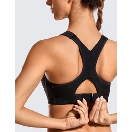 SYROKAN Women's Sports Bra High Impact Front Adjustable Support Lightly Padded Wireless Racerback Workout Running Black_New 38D