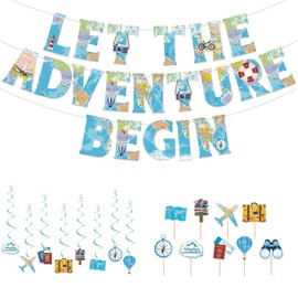 20 PCS Bon Voyage Party Decorations - ‘Let the Adventure Begin’ Banner & Travel-Themed Supplies for Farewell Parties & Going Away Celebrations