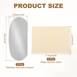 YOKIVE 2Pcs Steel Pottery Tools, Serrated Scraper Clay Ribs 3.94" x 1.99" Stainless Steel Sculpture Modeling Cutter Ceramic Tools with 2 Beige Chamois Cloth