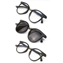 VisionGlobal Reading Sunglasses,Blue Light Blocking Glasses,Bifocal Reading Glasses,3 Different Function for Daily Life (Black, 0.75 Magnification)