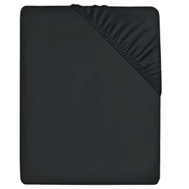 Comfortz Bedding Fitted Sheet Super King - Deep Pocket Microfiber Polyester - Anti-Allergy, Breathable, Wrinkle-Free, Fade-Resistant - Easy-Care, Machine Washable Bed Sheet Set (Black,Super King)