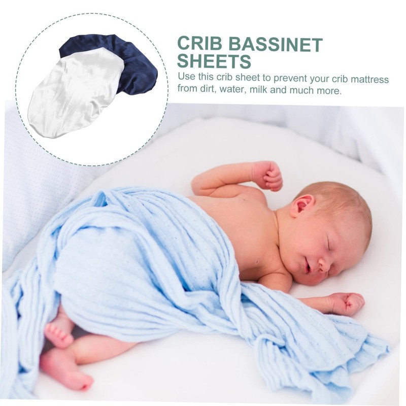 Kisangel 2Pcs Imitation Silk Bassinet Sheets for Newborns Soft Smooth