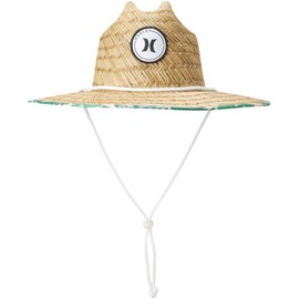 Hurley Women's Straw Hat - Capri Medium Brim Real Straw Lifeguard Sun Hat with Chin Strap, Size One Size, Veranda