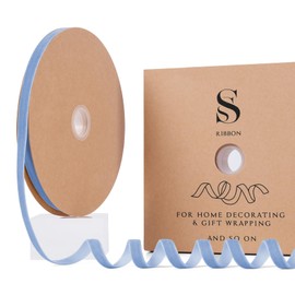 Utehilly Light Blue Christmas Velvet Ribbon for Tree, Gift Wrapping, Flower Bouquet, Wreath Decorations, Bow Making 3/8'', 25 Yards