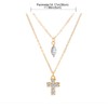 Inateannal Boho Layered Cross Choker Necklace Rhinestone Cross Pendant Necklace