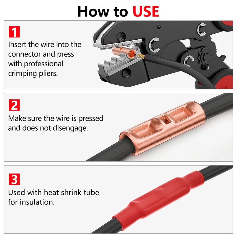 BAALA 520 PCS Non Insulated Butt Connectors Kit Pure Copper,