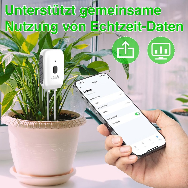 Royal Gardineer Plant Sensor: Smart Soil Moisture & Temperature Sensor