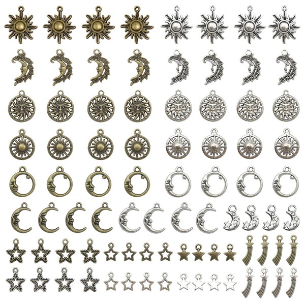 Jongdari Mixed Sun Moon Star Charm, Wholesale Jewelry Charms Craft