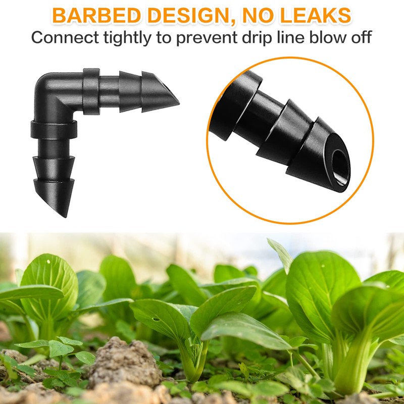 Gardrip Drip Irrigation Elbow Fittings：50 Pieces Barbed Elbow Irrigation Parts