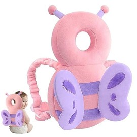 Baby Kopfschutz,Kleinkind Säugling Kopfschutz,Kleinkind Kopfschutzpolster Rucksack Elastische Tragehilfe,für Kinder Von 4 Bis 24 Monaten,Rosa,Schmetterlin,Sicherheitskissen für Laufanfänger (Pink)