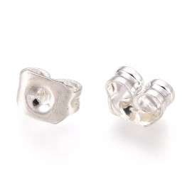 Beads Direct USA Stainless Steel Ear Nuts, Earring Backs, Silver, 5x3.5x2.5mm, Hole: 0.8mm 20pcs