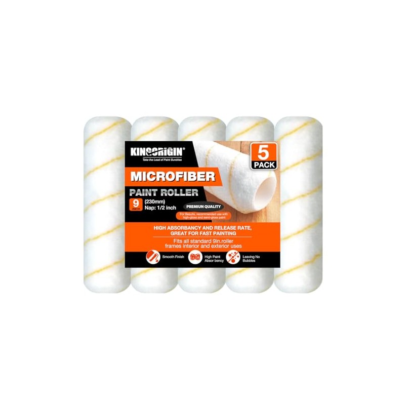 King Origin 9 Inch Microfiber Paint Roller Covers 1/2" Nap