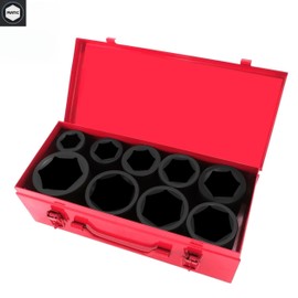 TONYNOL 1" Inch Drive Deep Impact Socket Set,9 Pieces,6-Point,Metric Sizes(24mm,27mm,30mm,32mm,36mm,38mm,41mm,46mm,50mm),Cr-Mo Steel