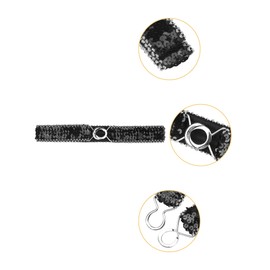 Allegra K Womens Glitter Skinny Stretchy Waist Belts Sequins Decor Slim Elastic Belts 64cm/25.19" Silver side Black