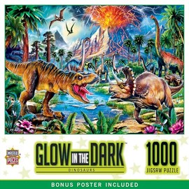 MasterPieces 1000 Piece Glow in The Dark Puzzle for Adults and Family - Dinosaurs - 19.25"x26.75"