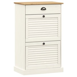 vidaXL VIGO Shoe Cabinet Organizer - White Solid Pine Wood, Metal Handles, 23.6"x13.8"x37.8"