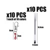 Pack of 10 colourful pen clips and 10 black gel