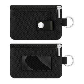 CCUMI Minimalist RFID Blocking Small Wallet with ID Window,WaterResistant Zip Id Case Wallet with Lanyard Keychain for Cards,Cash,Travel,Women,Men (Black)