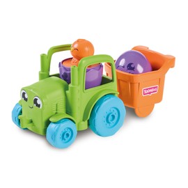 Toomies E73219C Tomy Hide and Squeak 2 in 1 Transforming Tractor, Push-Along Egg Character, Educational Shape Sorter with Colours and Sound, Toy for Baby Boys & Girls Aged 1, 2 & 3 Years Old