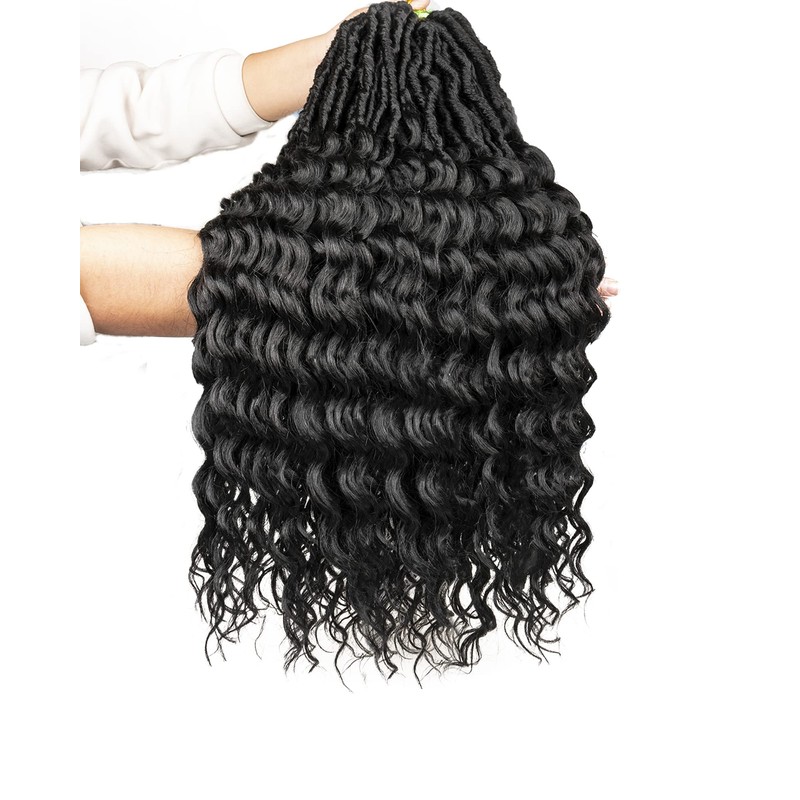 Deep Wave Faux Locs Crochet Hair- 24 Inches 8 Packs