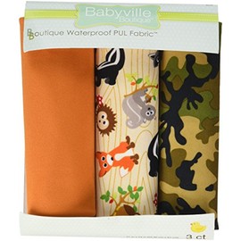 Dritz Babyville 21 by 24-Inch PUL Waterproof Diaper Fabric Cuts, Forest Friends/Camouflage, 3-Pack