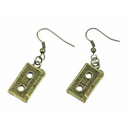 Miniblings Cassette Earrings Cassette DJ Music Musician Tape Mixtape 80s Bronze - Handmade Fashion Jewellery I Earrings Earrings in Bronze, Cotton