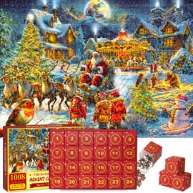 Puzzle Advent Calendar 2024 Christmas - Jigsaw Puzzle 1008 Pieces 24 Days of Christmas Countdown Family Calendar Gifts for Kids Adults Boys Girls Ideal Home Decoration