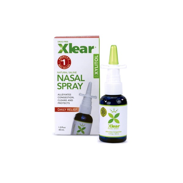 Xlear Nasal Spray, Natural Saline Nasal Spray with Xylitol, Nose Moisturizer for Kids and Adults, 1.5 fl oz (Pack of 12)