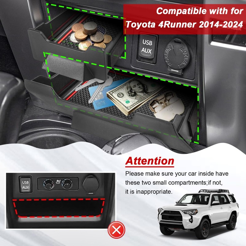 Tmipakioy Organizer Storage Drawer Compatible with for 2014-2024 Toyota 4Runner